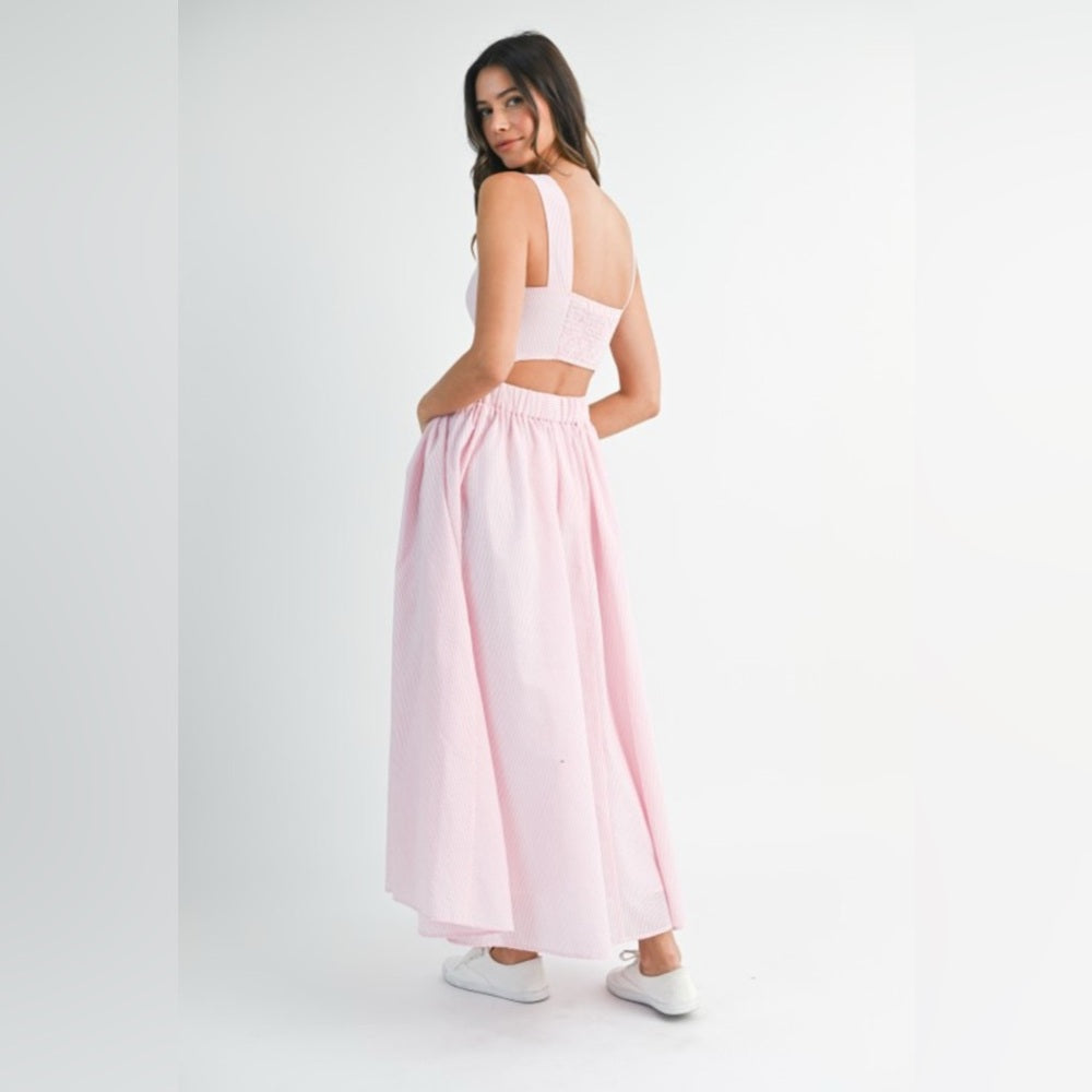 Elegant Pink Maxi Skirt Set