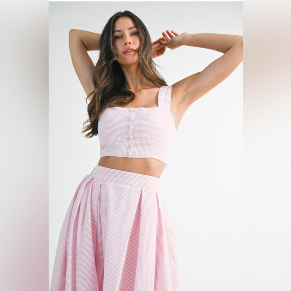 Elegant Pink Maxi Skirt Set
