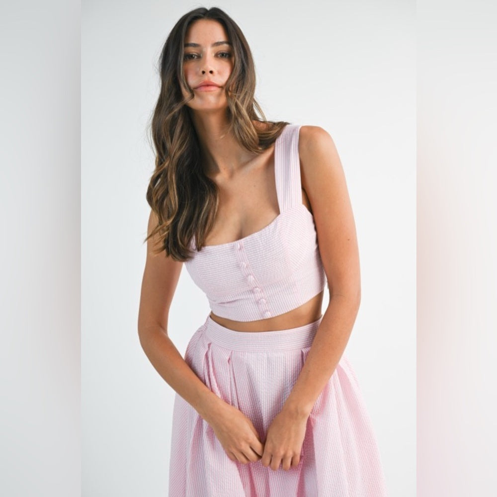 Elegant Pink Maxi Skirt Set