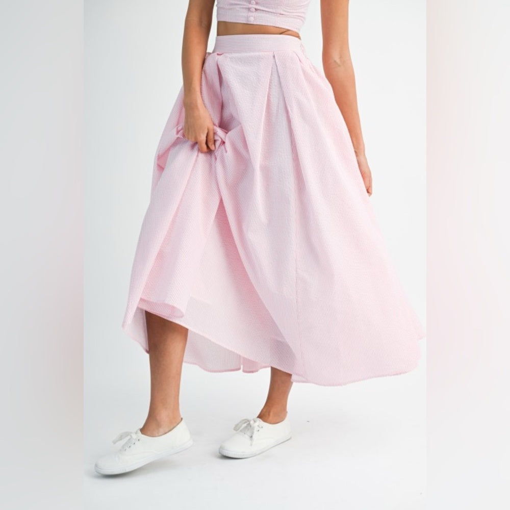 Elegant Pink Maxi Skirt Set