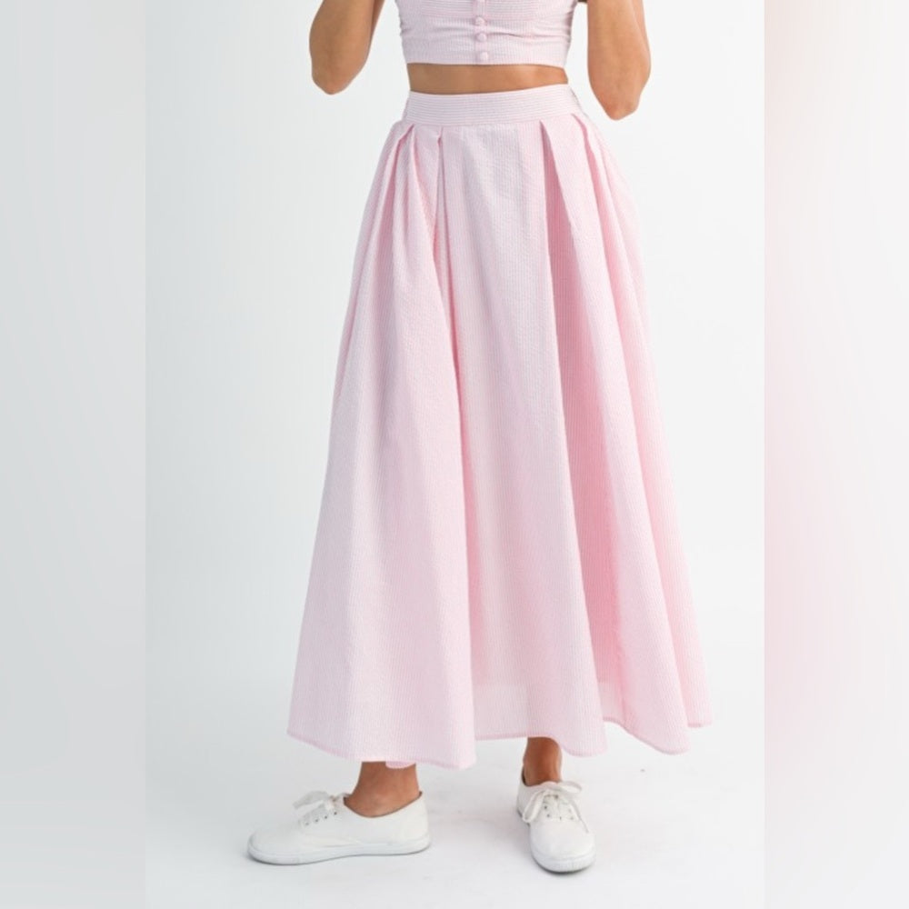 Elegant Pink Maxi Skirt Set