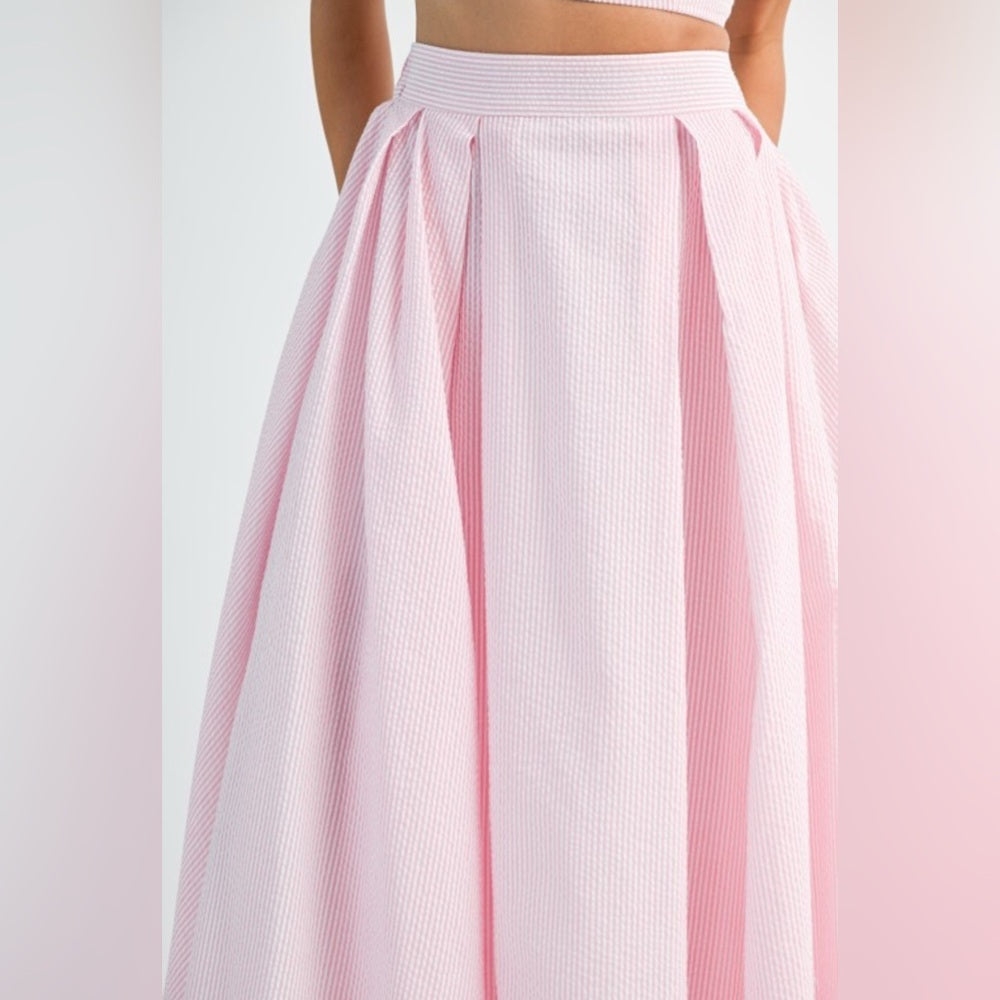 Elegant Pink Maxi Skirt Set