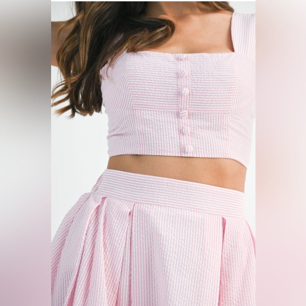 Elegant Pink Maxi Skirt Set