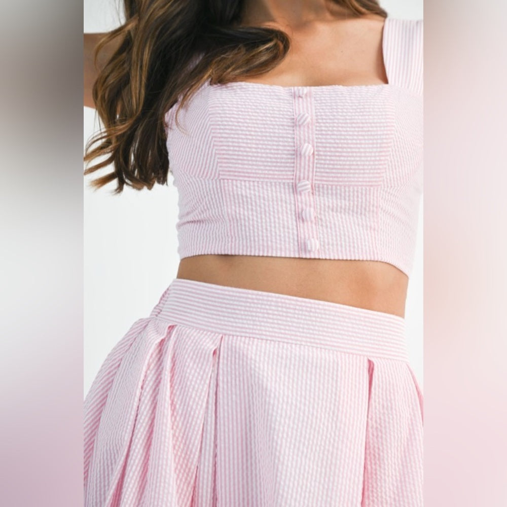 Elegant Pink Maxi Skirt Set