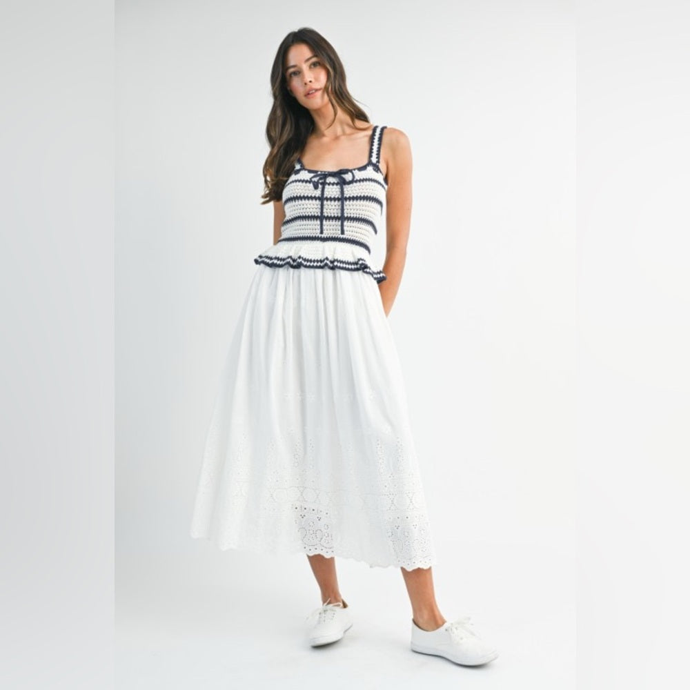 Elegant White Maxi Crochet Dress
