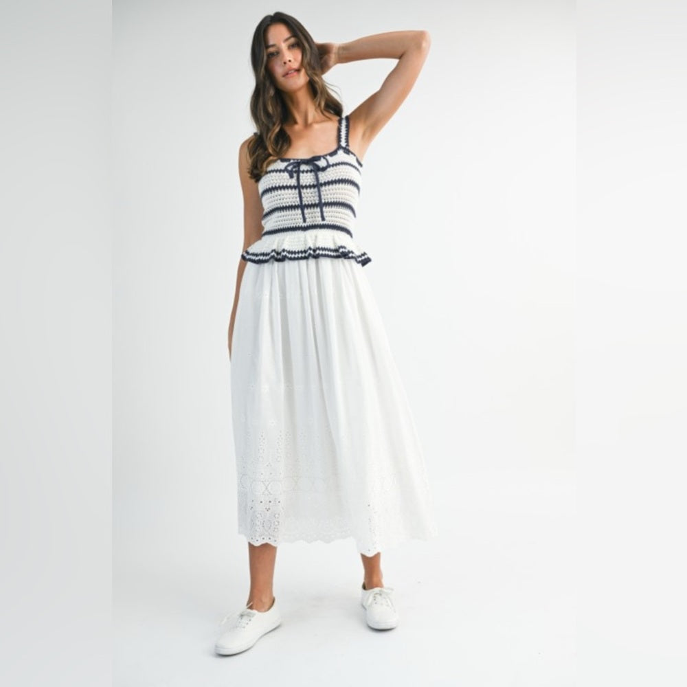 Elegant White Maxi Crochet Dress