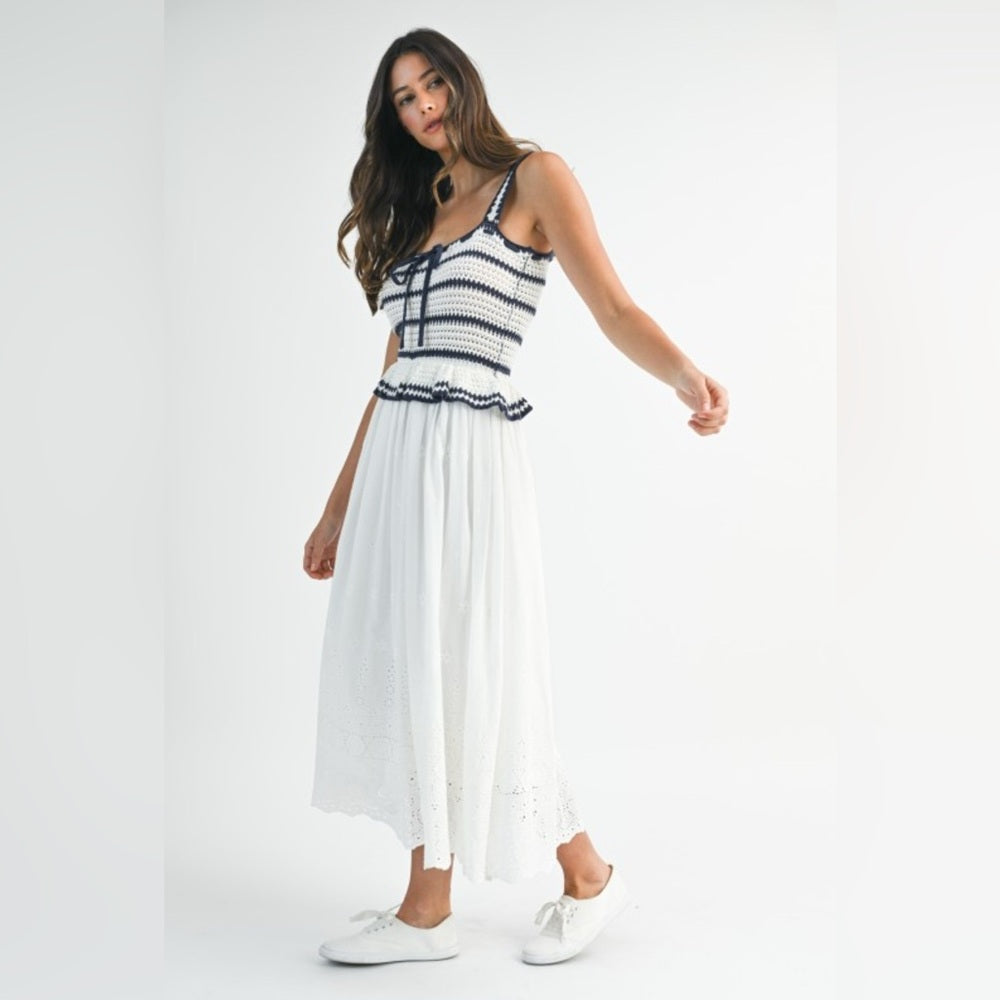 Elegant White Maxi Crochet Dress