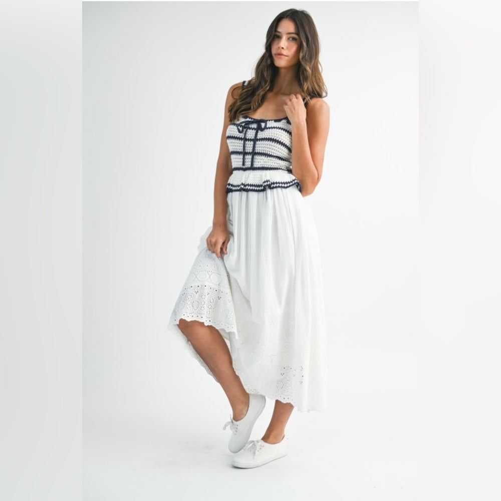 Elegant White Maxi Crochet Dress