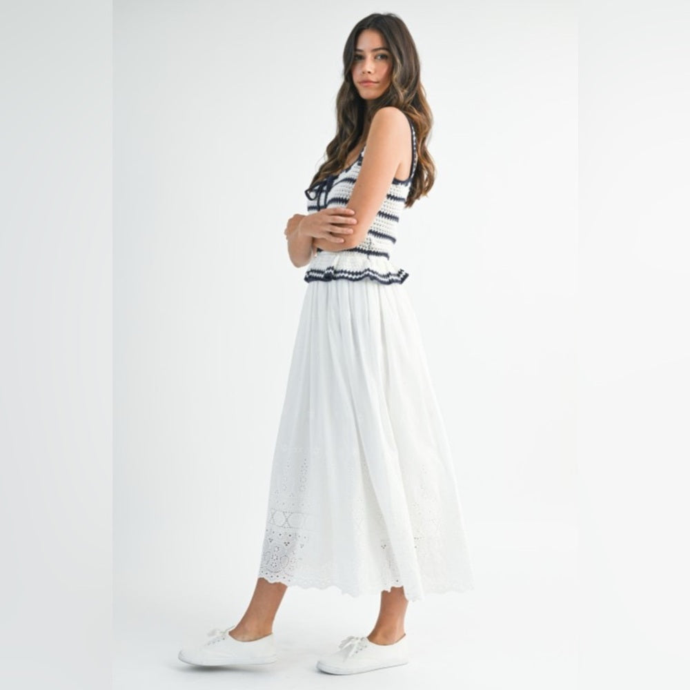 Elegant White Maxi Crochet Dress