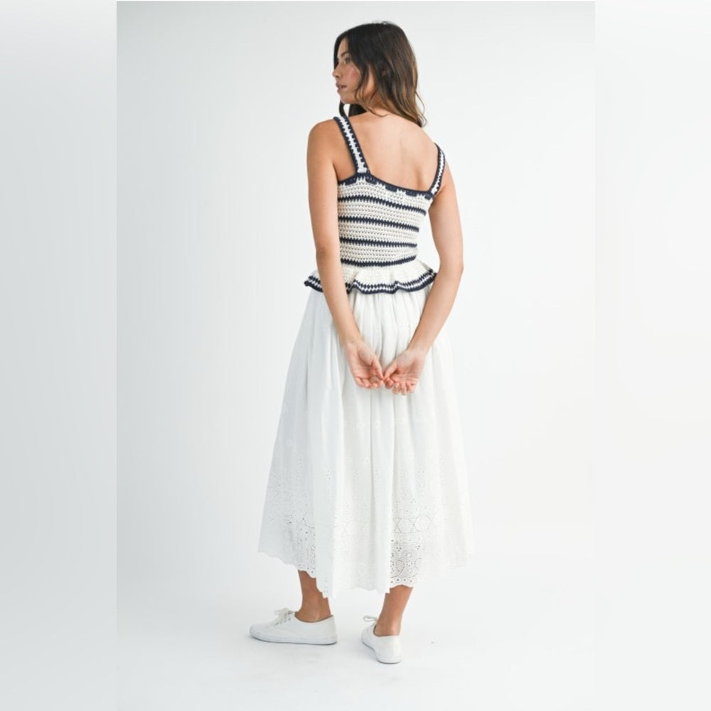 Elegant White Maxi Crochet Dress