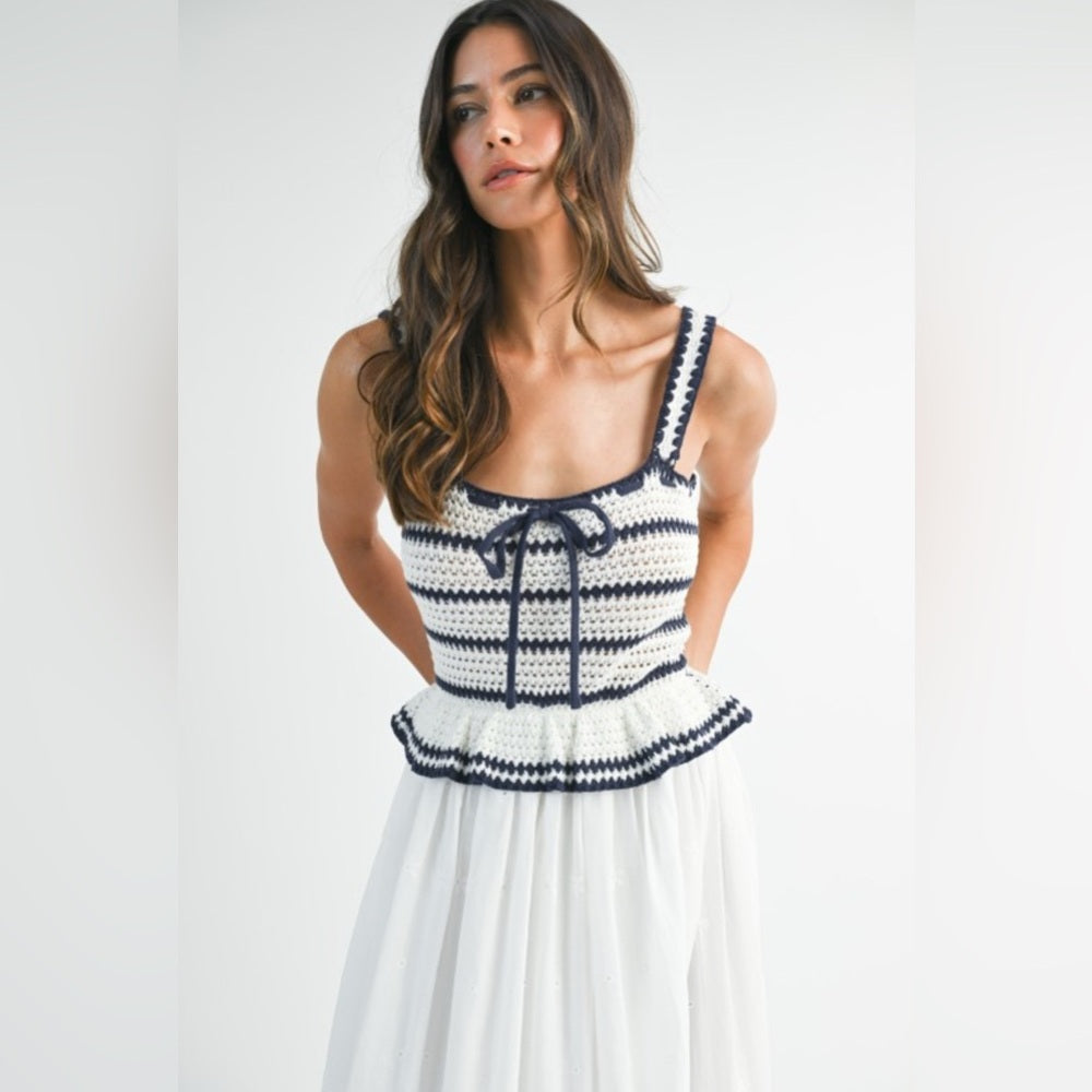 Elegant White Maxi Crochet Dress