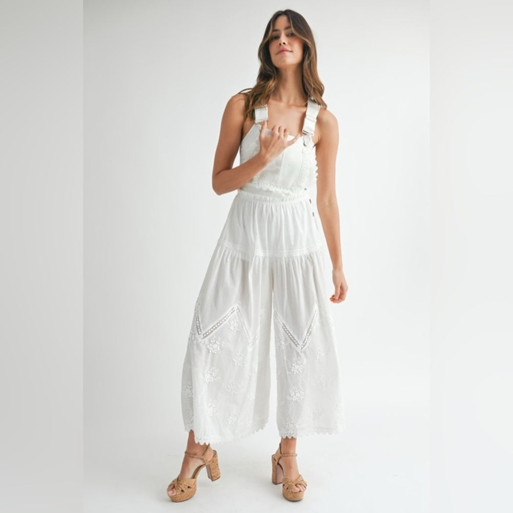 Eyelet Lace Overall Jumpsuit