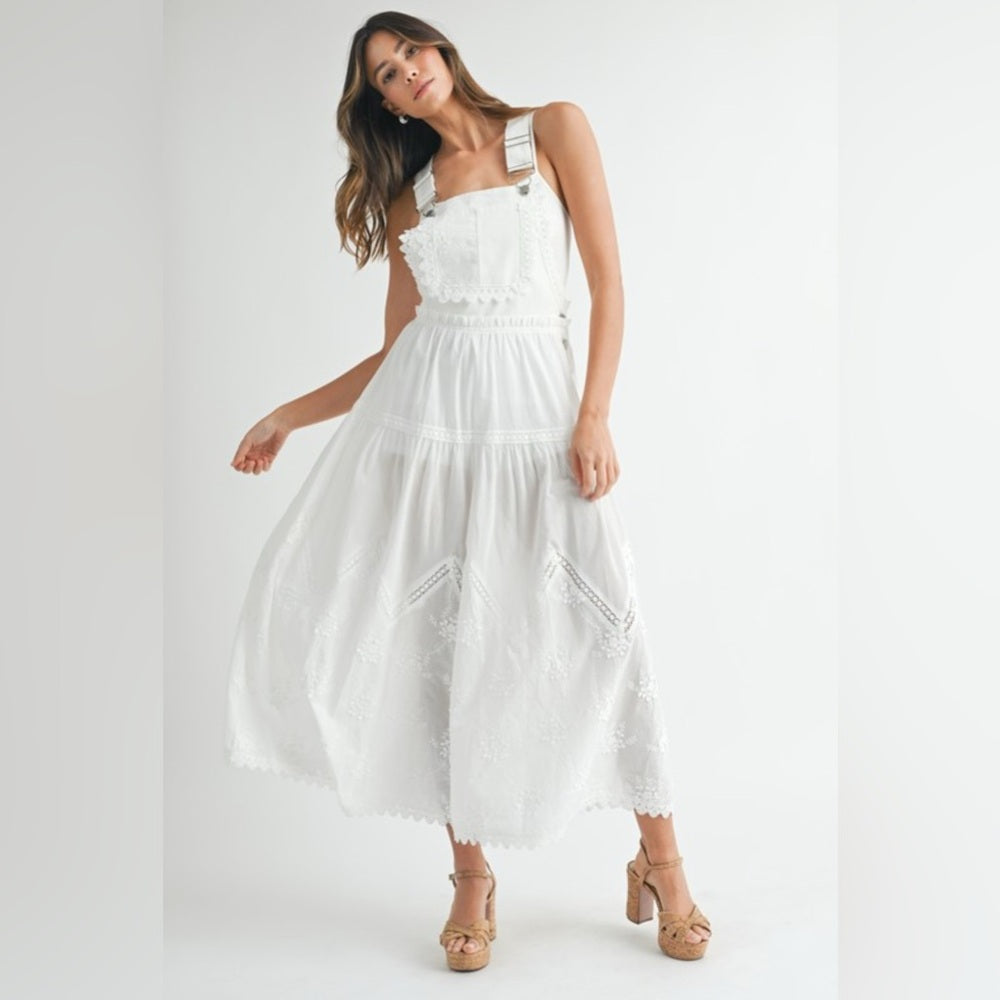 Eyelet Lace Overall Jumpsuit