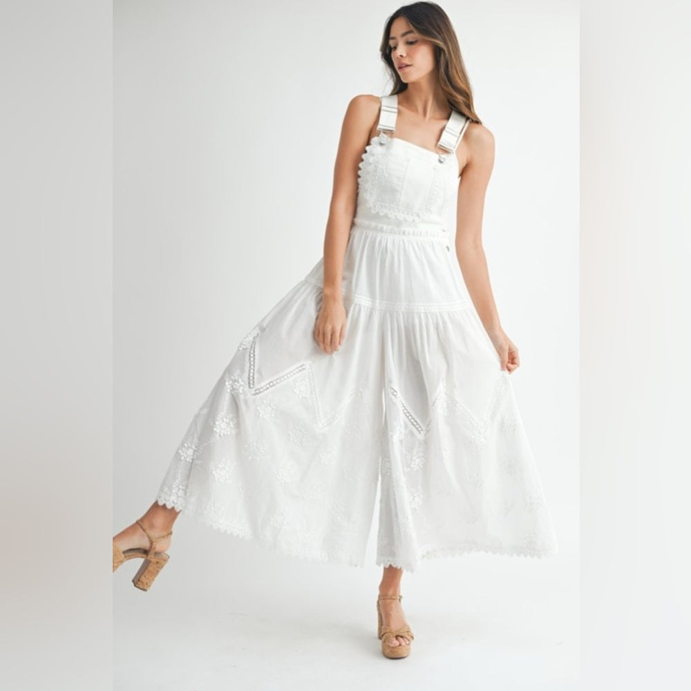 Eyelet Lace Overall Jumpsuit