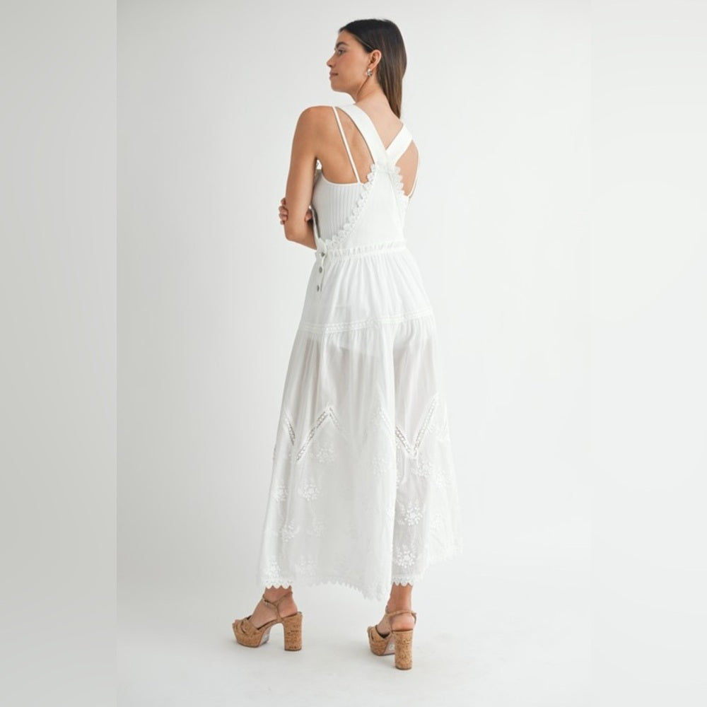 Eyelet Lace Overall Jumpsuit