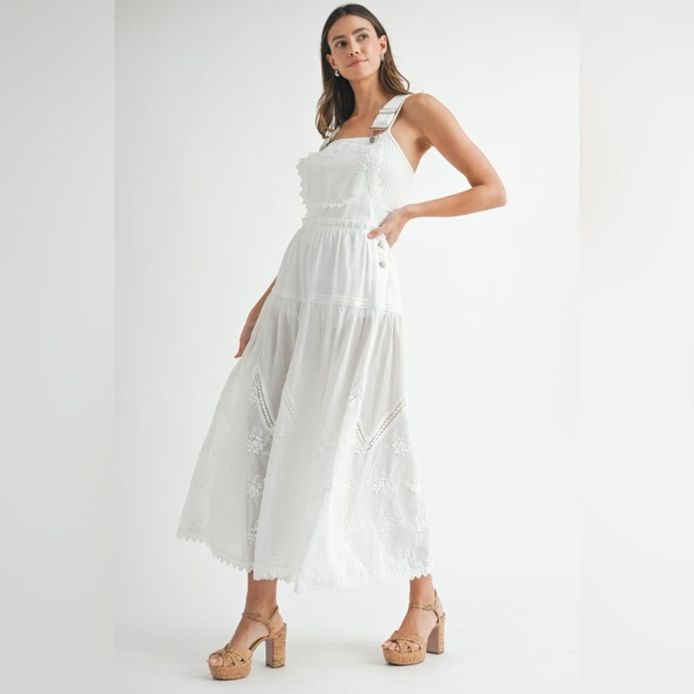 Eyelet Lace Overall Jumpsuit