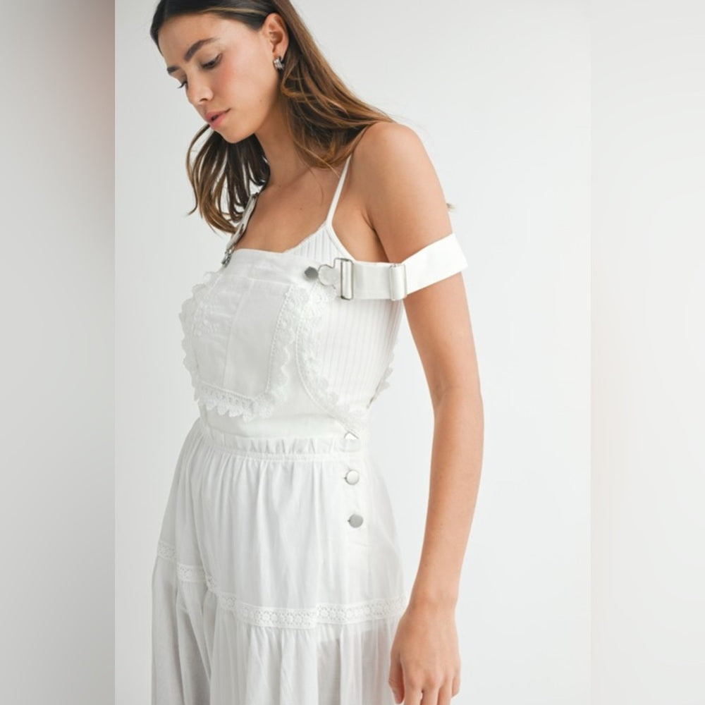 Eyelet Lace Overall Jumpsuit