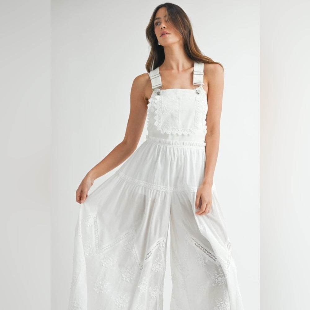 Eyelet Lace Overall Jumpsuit