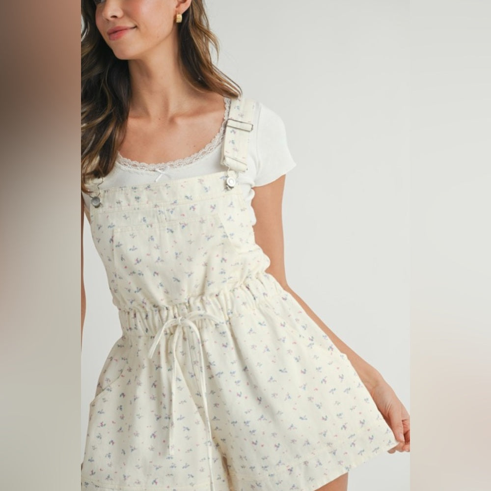 Whitney Cream Floral Overall Romper