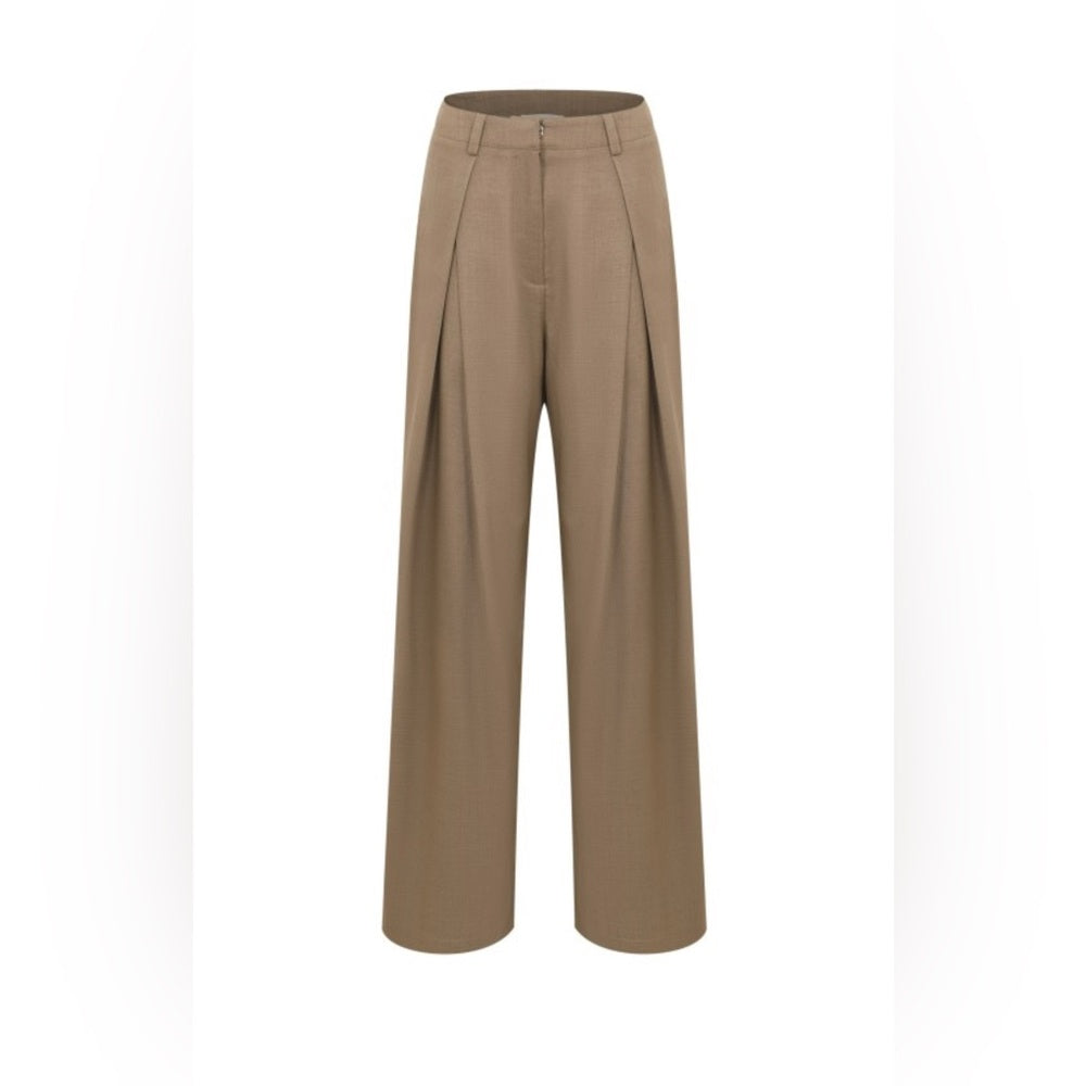 Elegant Tan Wide-Leg Women's Pants