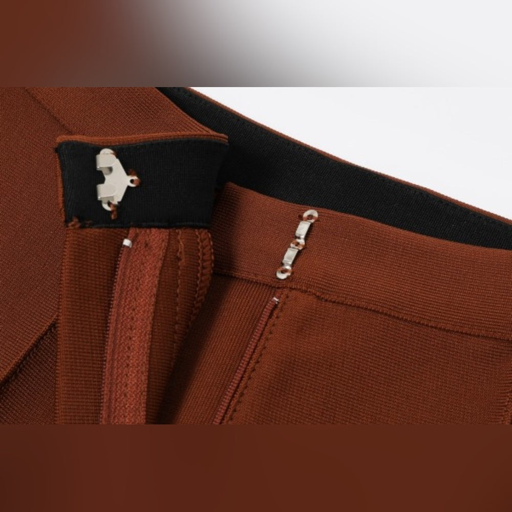 005. HUG ME Bandage Style Pants- Brown