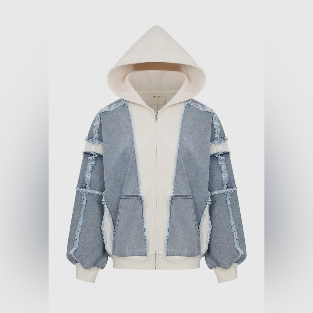 Denim Patchwork Hoodie