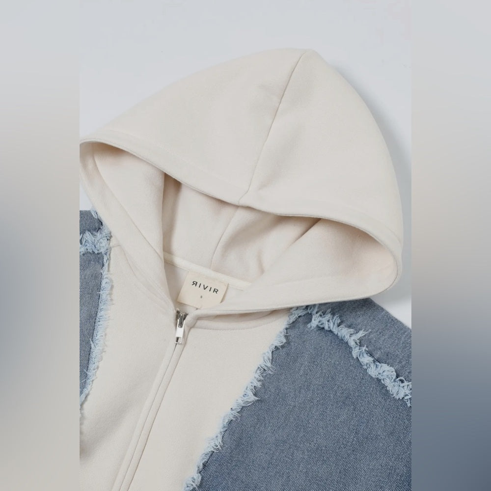 Denim Patchwork Hoodie