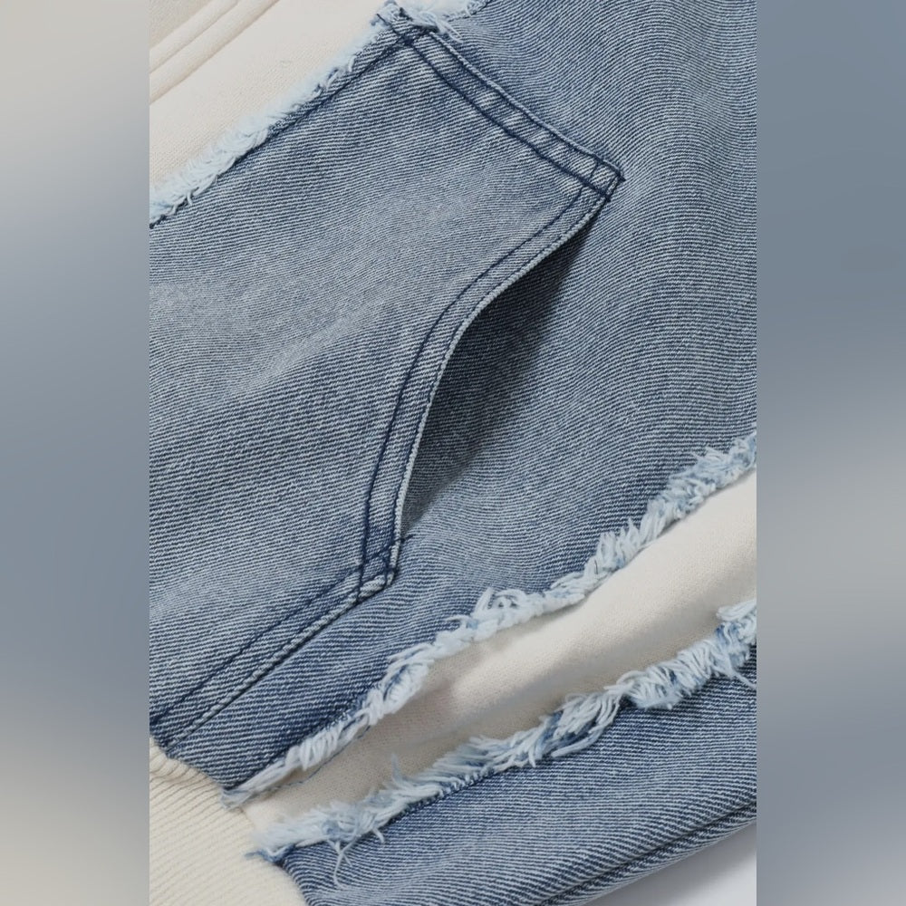 Denim Patchwork Hoodie