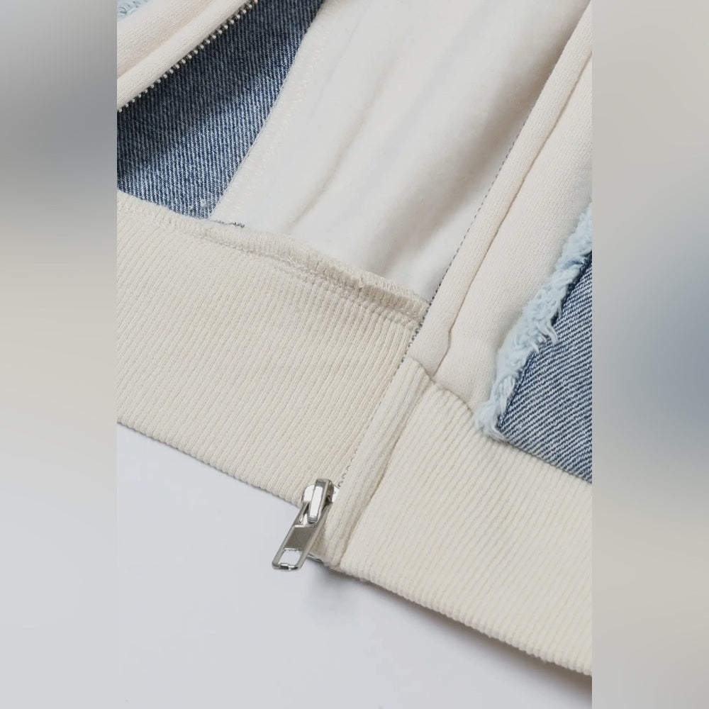 Denim Patchwork Hoodie