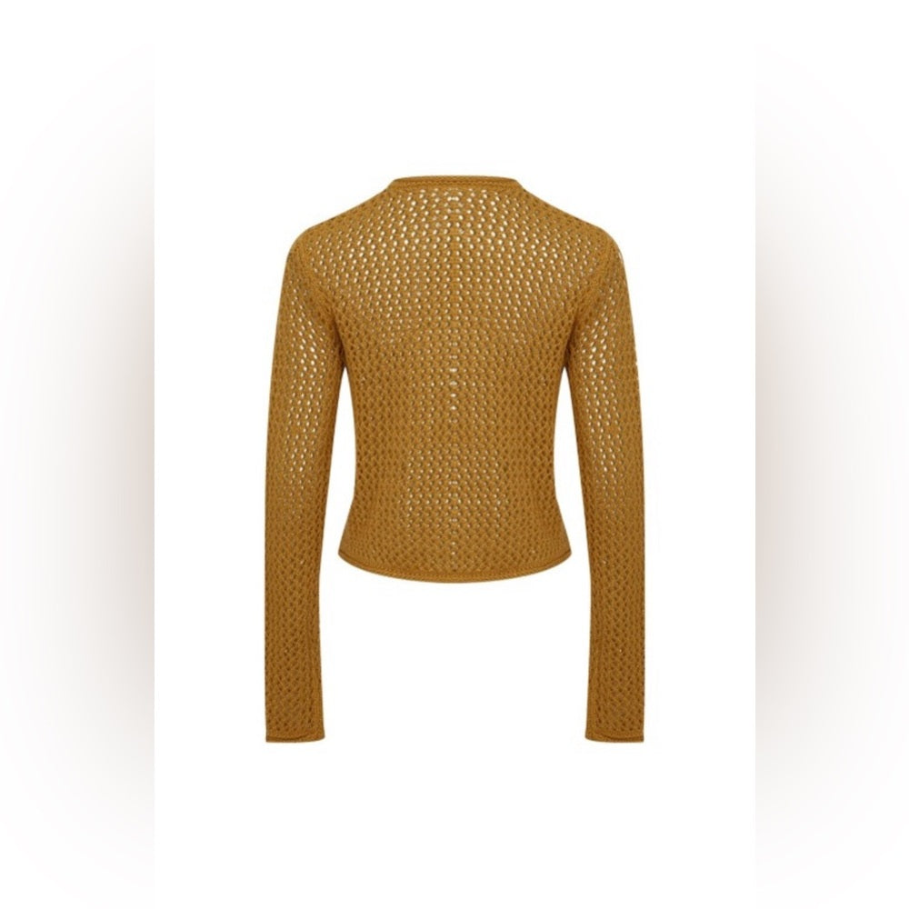 Crochet Mustard Yellow Knit Cardigan