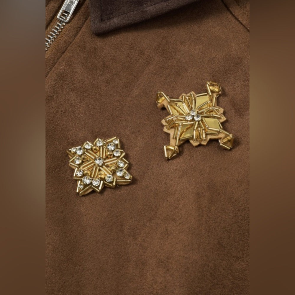 Brown Suede Embellished Jacket