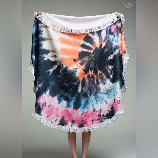 California Tie-Dye Round Towel