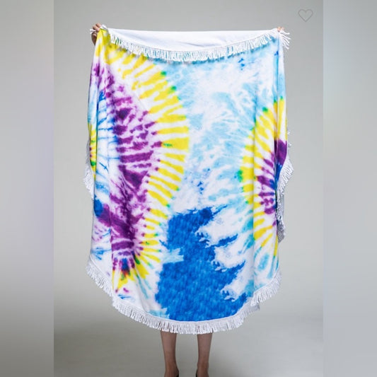 Ocean Round Beach Towel- Tie-Dye