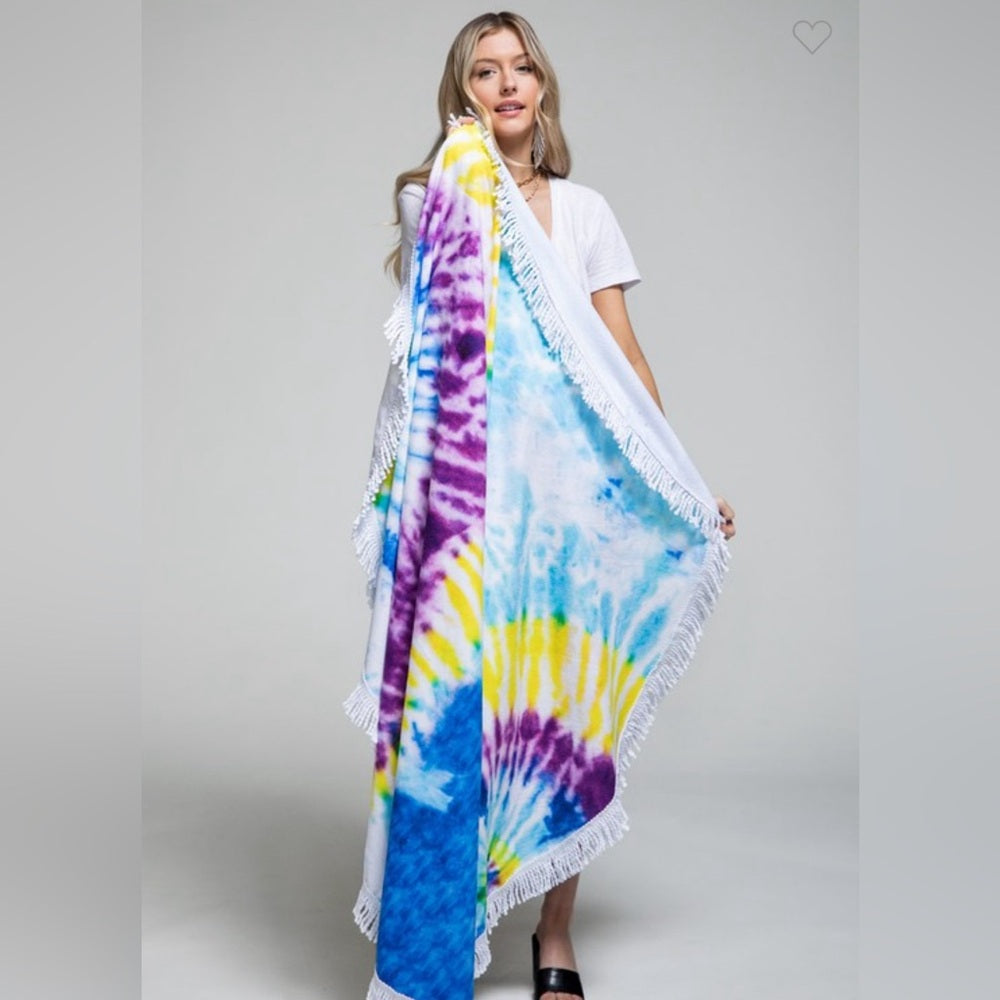 Ocean Round Beach Towel- Tie-Dye