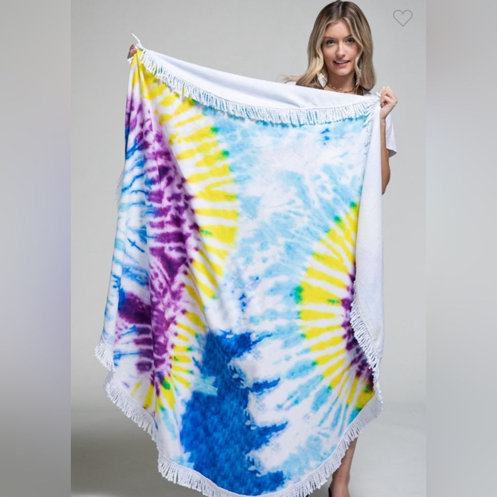 Ocean Round Beach Towel- Tie-Dye