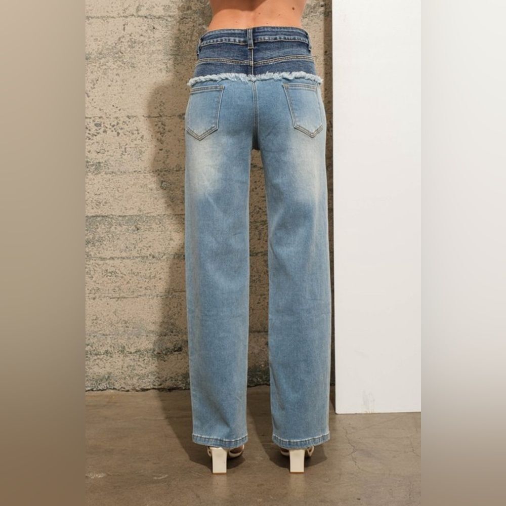 JEANS- DOUBLE CONTRASTING WAIST BAND