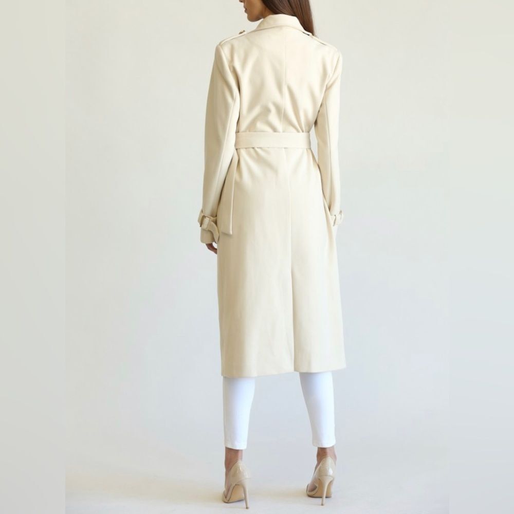 Ioana Gold Buttons Trench Coat in Beige