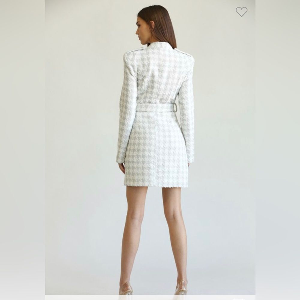 Elena White Silver Tweed Blazer Dress