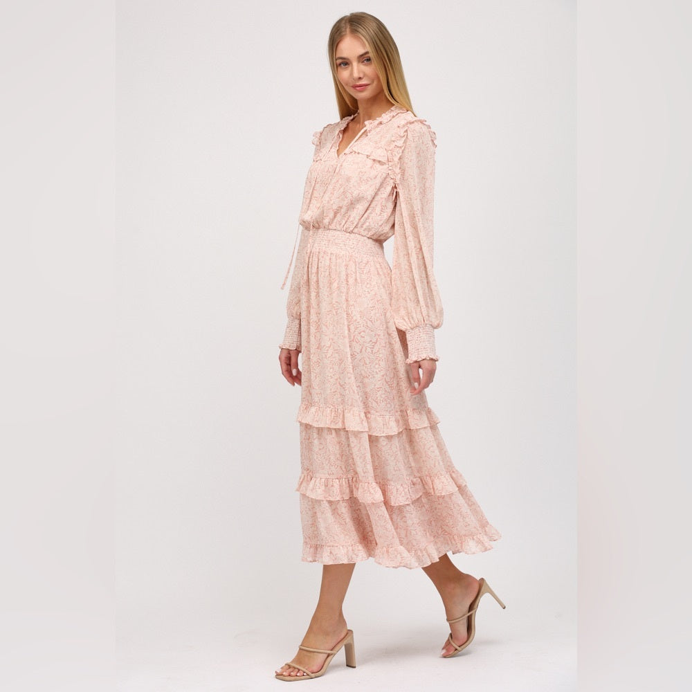 MAXI DRESS WITH TIERED RUFFLE DETAIL