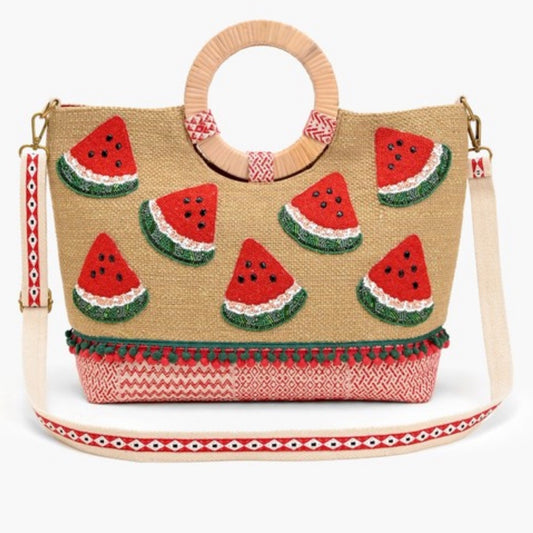 WATERMELON CANE HANDLE TOTE BAG