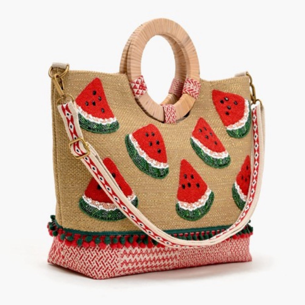 WATERMELON CANE HANDLE TOTE BAG