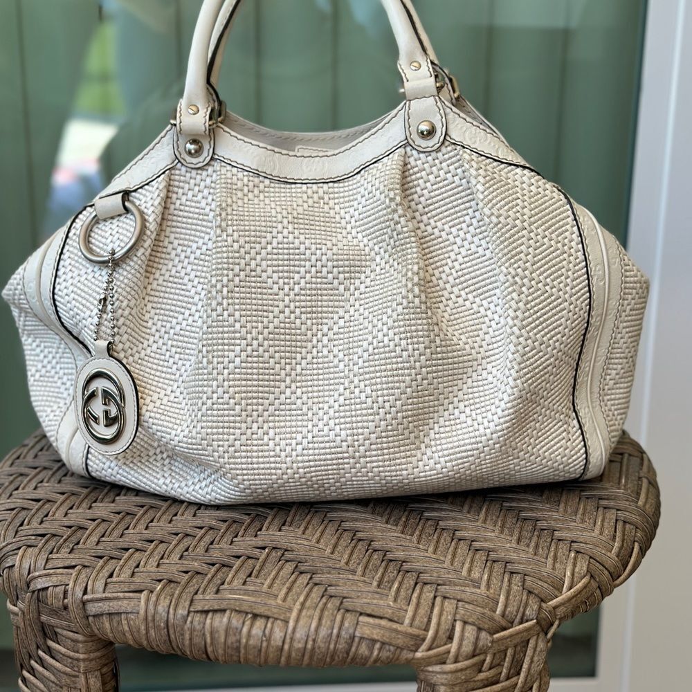 AUTH GUCCI HANDBAG WHITE