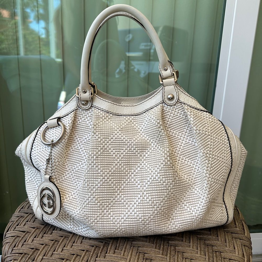 AUTH GUCCI HANDBAG WHITE