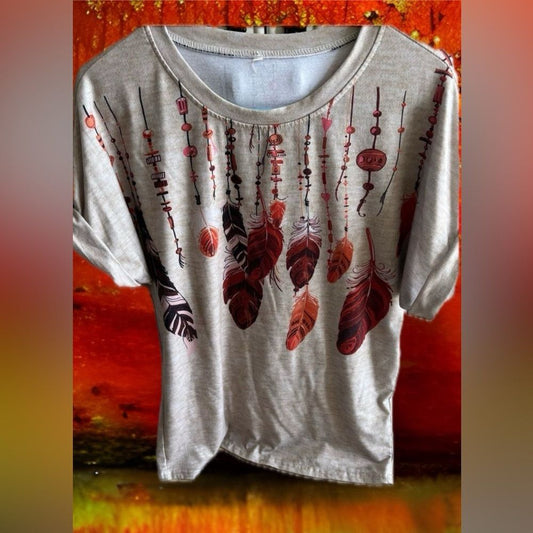 Boho feather tshirt in small