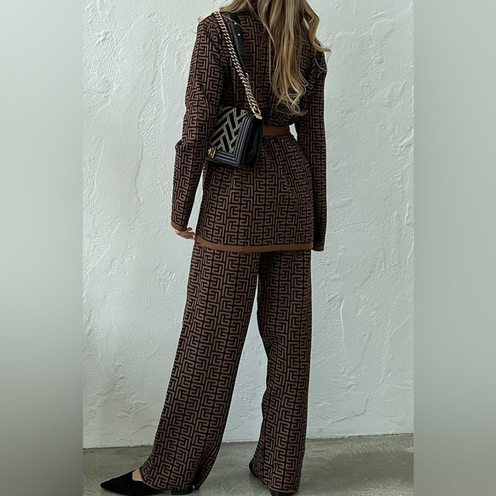 Three Piece Knit Set in Brown