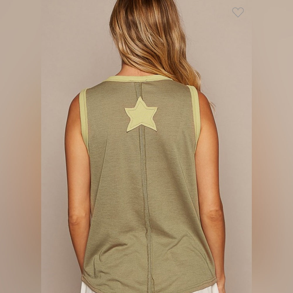 STAR PATCHES SLEEVELESS V-NECK