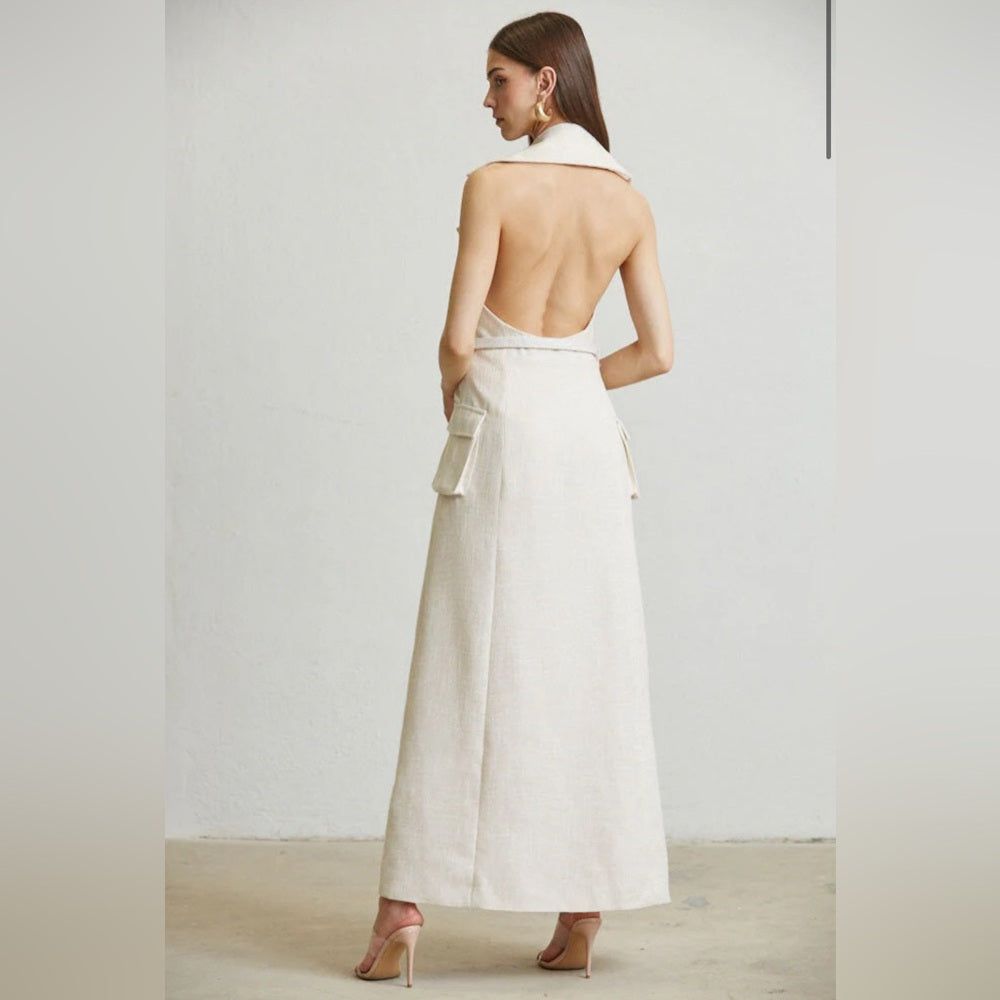 BLANCA BACKLESS BLAZER DRESS- Cream