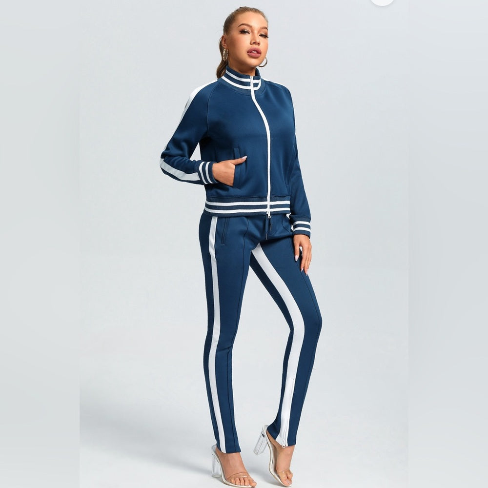 OPEN SHOULDER TRACK SUIT SET