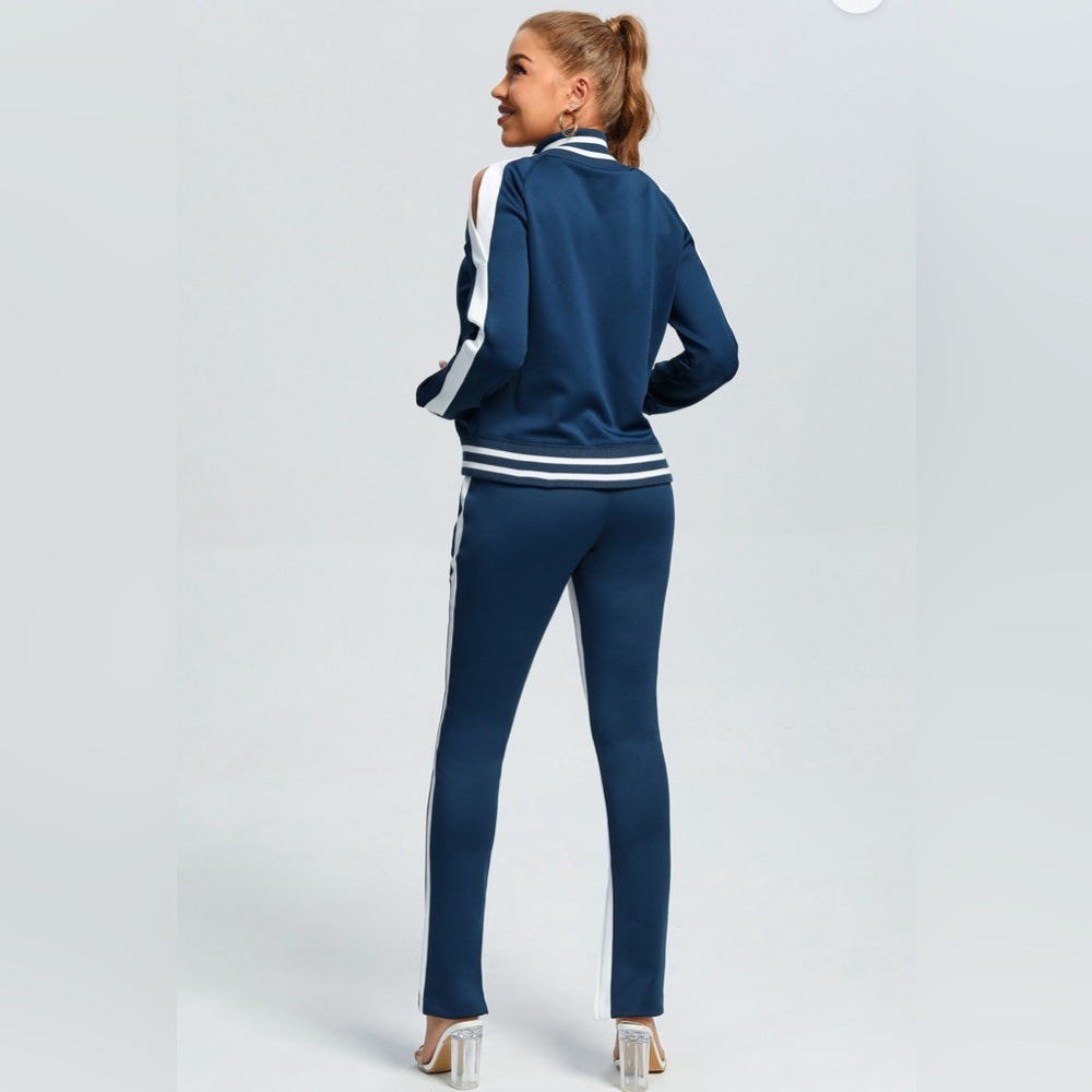 OPEN SHOULDER TRACK SUIT SET