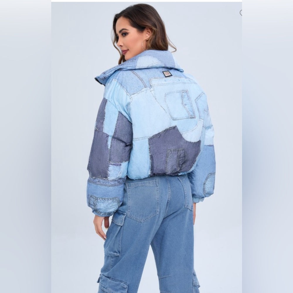 JASMINE DENIM PRINT PUFFER